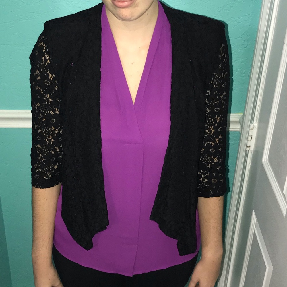 Cropped black lace blazer